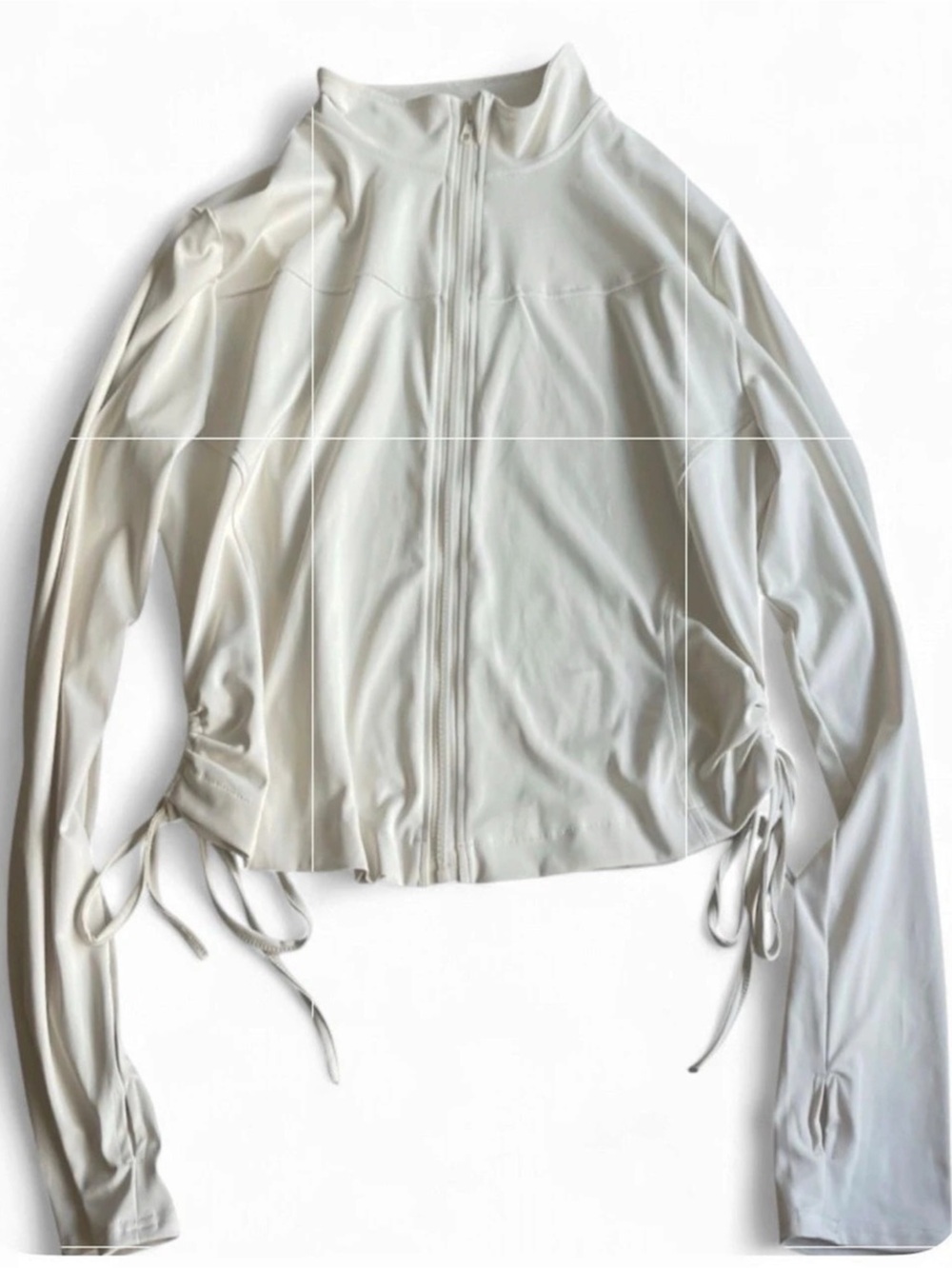 'Soft Like Butter' Mockneck Collar Cinch Waist Full ZIP Jacket | Cream PLUS XXL